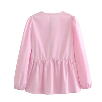 Vintage Women Puff Sleeve Loose Shirts
