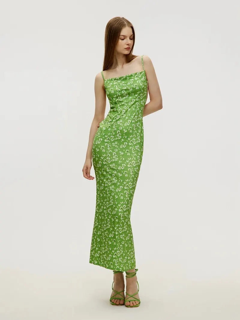 Backless Floral Slim Fit Beach Dress