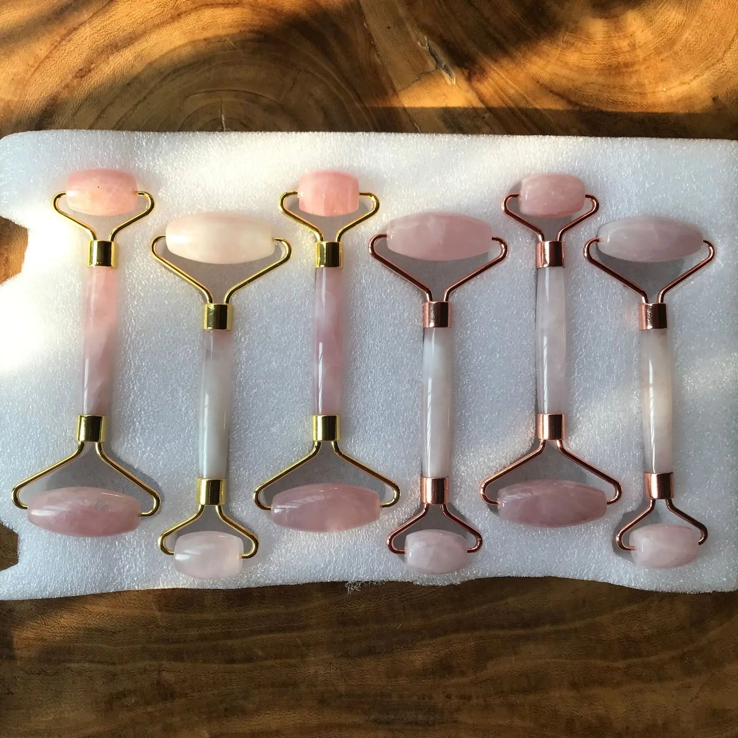 Rose Quartz Powder Crystal Jade Roller Massager
