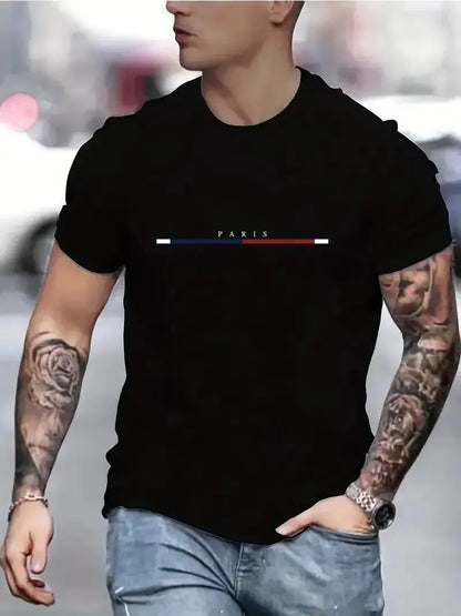 Digital Print Elastic Casual Short-Sleeve T-shirt