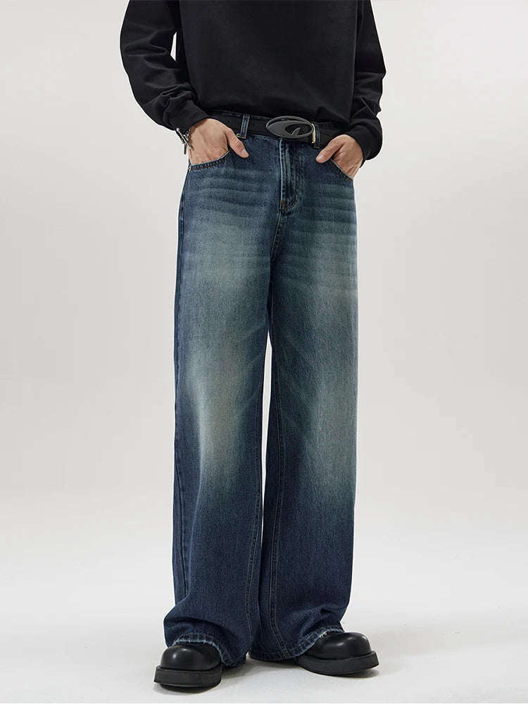 Vintage Distressed Baggy Straight Denim Jeans