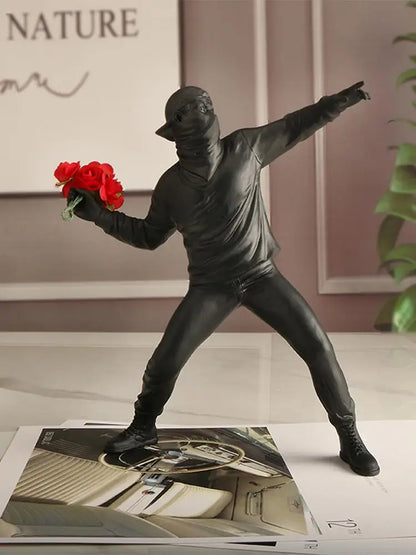 Modern Art Resin Banksy Sculptures Flower