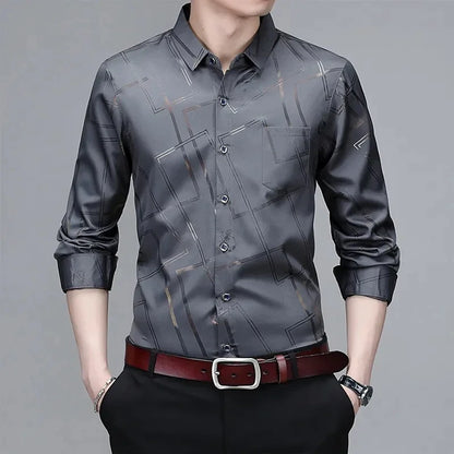 Wrinkle Resistant Printed Long Sleeve Shirt