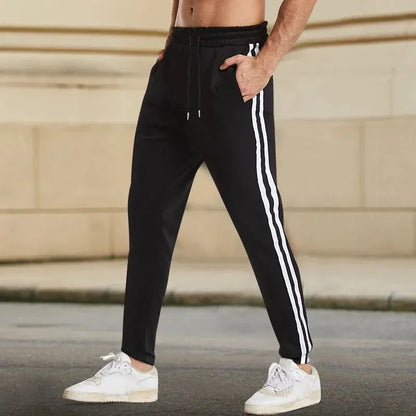 Korean Style Black White Stripe Slim Pants