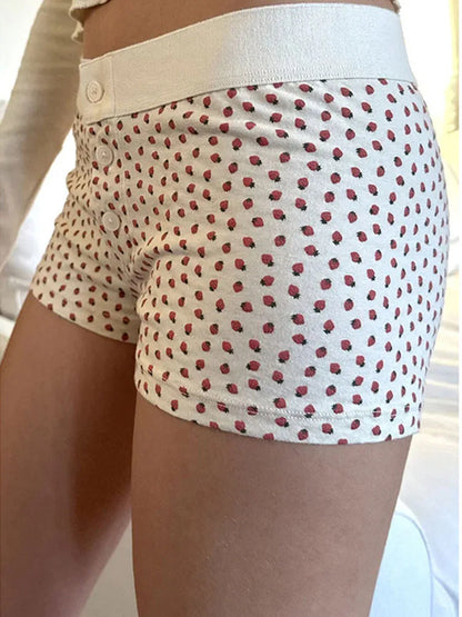 Casual Cotton Front Button Low Waist Shorts