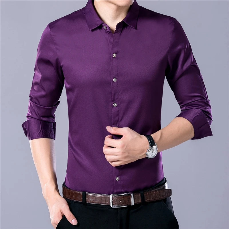 Men's  Solid Color Long Sleeved Shirt