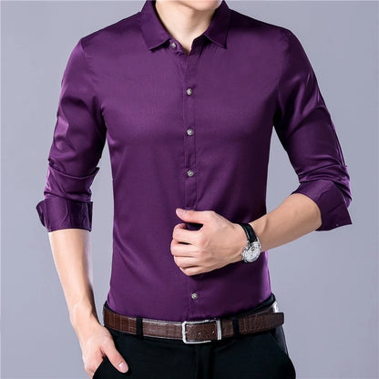 Men's  Solid Color Long Sleeved Shirt