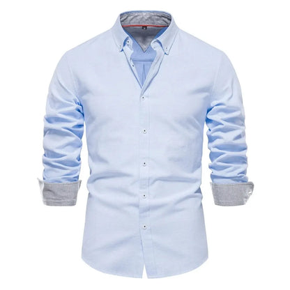 Spring Cotton Blend Oxford Button-Down Shirt