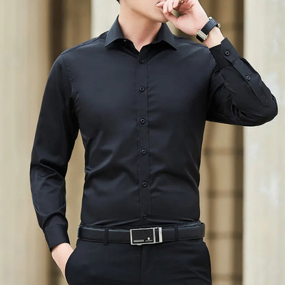 Plus Size Solid Color Slim Shirt