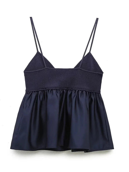 Women Sexy V Neck Knitting Patchwork Blouse