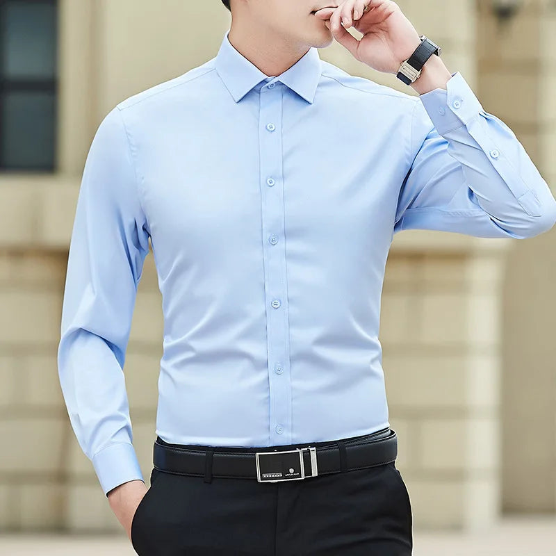 Plus Size Solid Color Slim Shirt