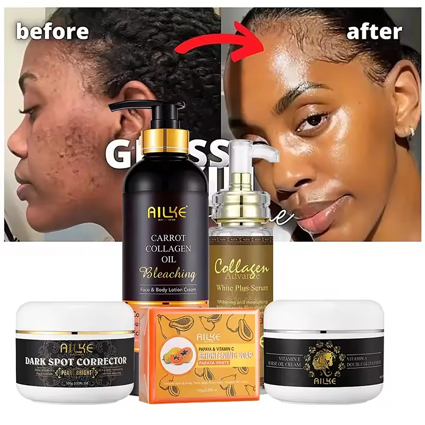 Collagen Skin Care Range, Clean Stains, Moisturizing, Whitening Skin Tone