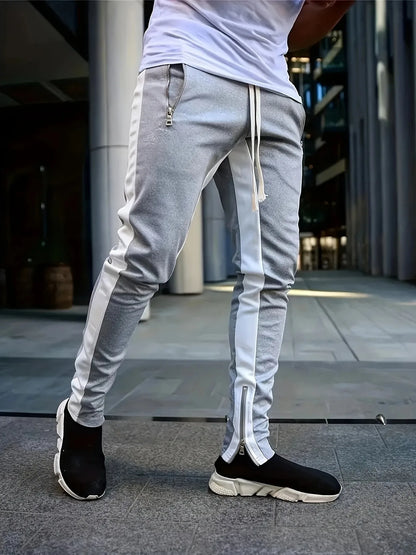 Color Block Jogging Pants with Zip Pockets