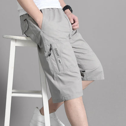 Men's Cotton Cargo Shorts with Zipper Pocket
