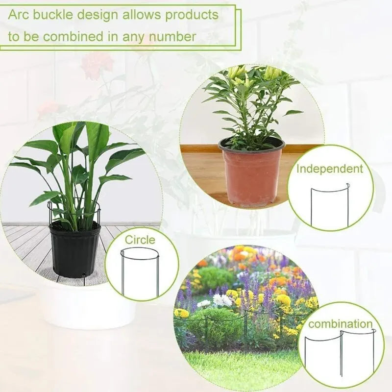 6pcs Tall Plant Support Stakes Metal Half Round Garden Plant