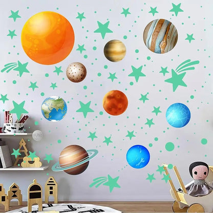 Luminous Stars Wall Stickers DIY PVC Glow in The Dark Planet