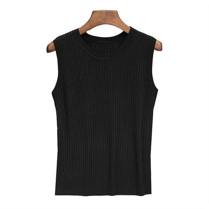 Sleeveless O-Neck Knitted Blouse