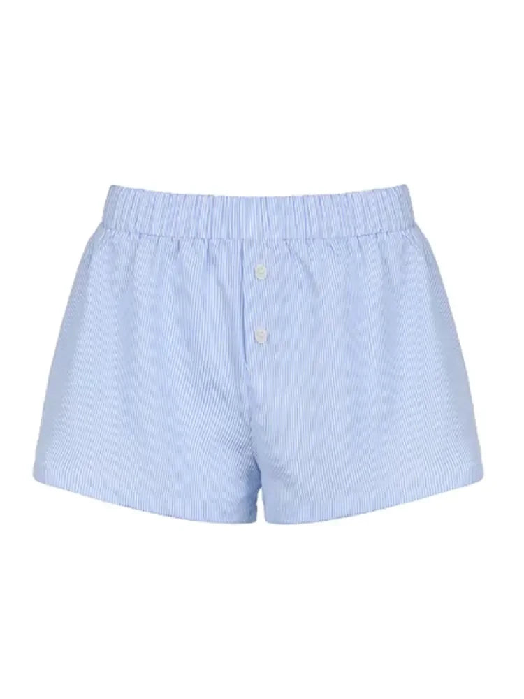 Casual Loose Stripe Button Summer Shorts