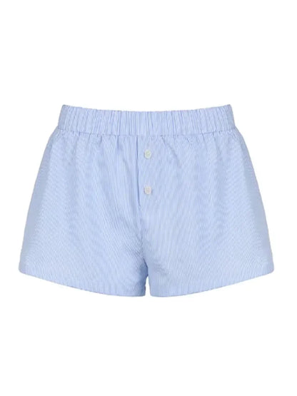 Casual Loose Stripe Button Summer Shorts