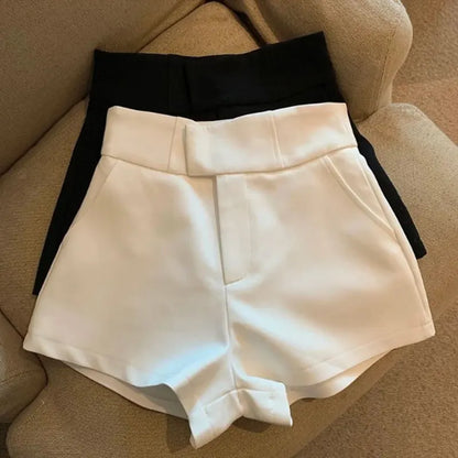 Black High Waisted A-Line Shorts for Women