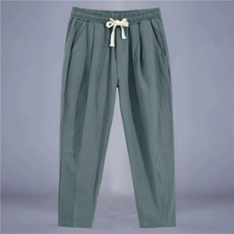 Cotton Linen Casual Drawstring Streetwear Pants