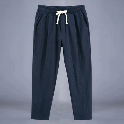 Cotton Linen Casual Drawstring Streetwear Pants