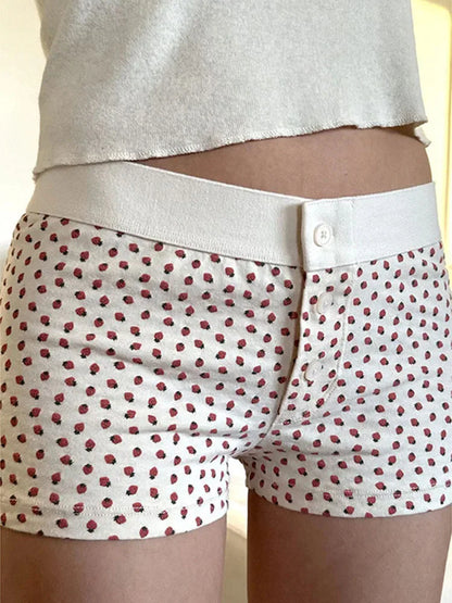 Casual Cotton Front Button Low Waist Shorts