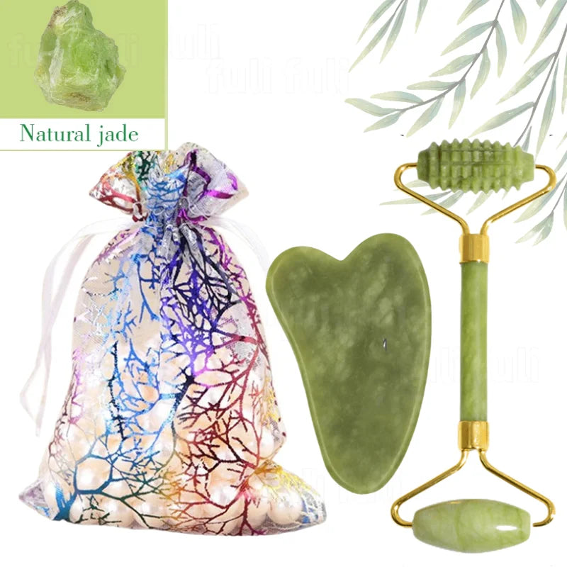 Rose Quartz Powder Crystal Jade Roller Massager
