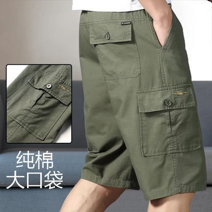 Men's Cotton Cargo Shorts with Zipper Pocket