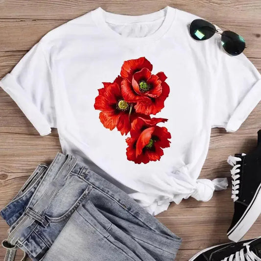 Watercolor Spring Flower Graphic T-Shirt