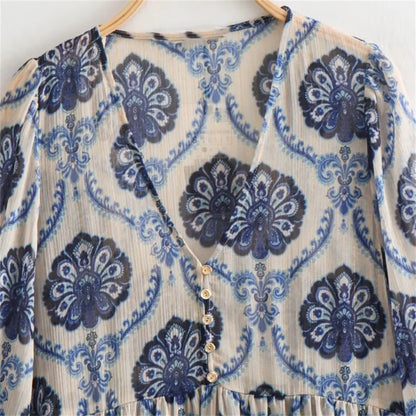 Metallic Print Casual Summer Dress
