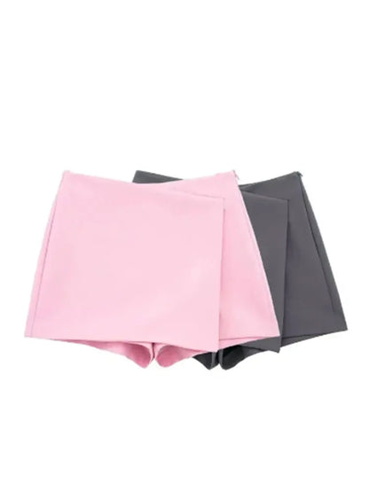 Asymmetric High Waist Vintage Skirt Shorts