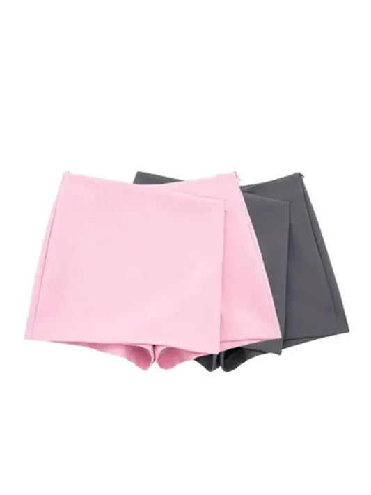 Asymmetric High Waist Vintage Skirt Shorts