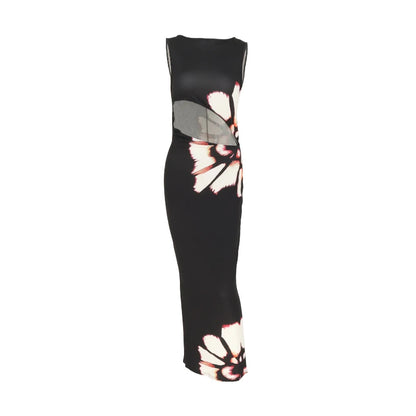 Sleeveless Hollow Out Slim Black Dress