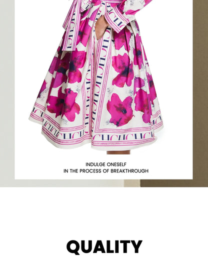 Women's Long sleeved Flower Print Party Dress