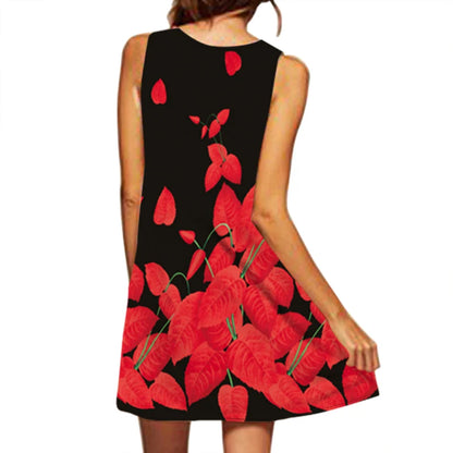 V-Neck Sleeveless Printed Flowy Dress