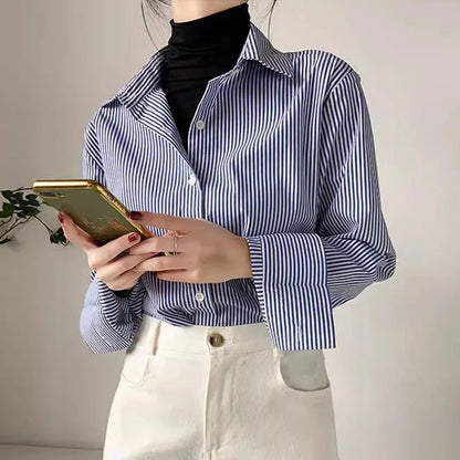 Woman Autumn Classic Striped Spring Blouses