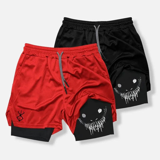 Demon Print 2-in-1 Quick Dry Gym Shorts