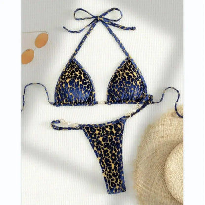 Brazilian Summer Women Leopard Pearl Bathing Suit