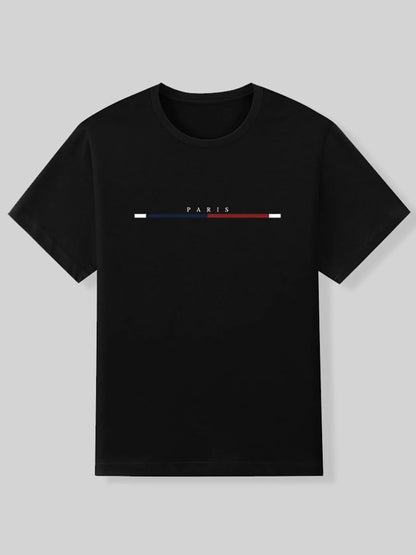 Digital Print Elastic Casual Short-Sleeve T-shirt