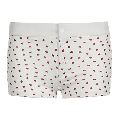 Casual Cotton Front Button Low Waist Shorts