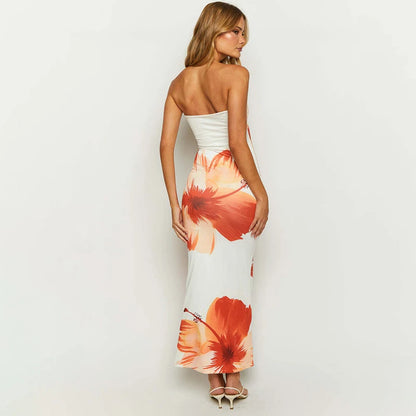 Floral Off Shoulder Slim Beach Dress