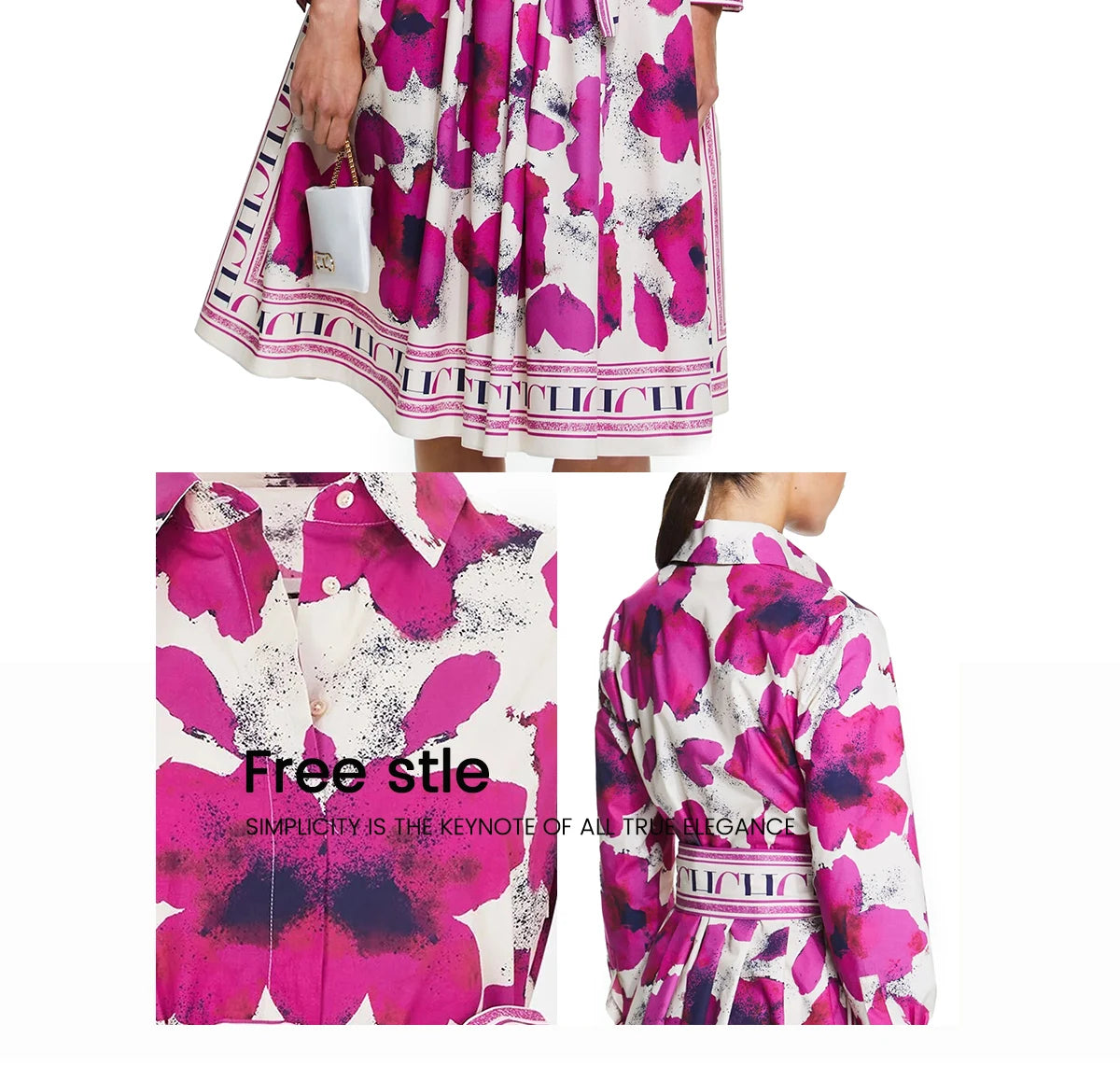 Women's Long sleeved Flower Print Party Dress