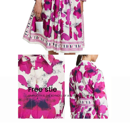 Women's Long sleeved Flower Print Party Dress