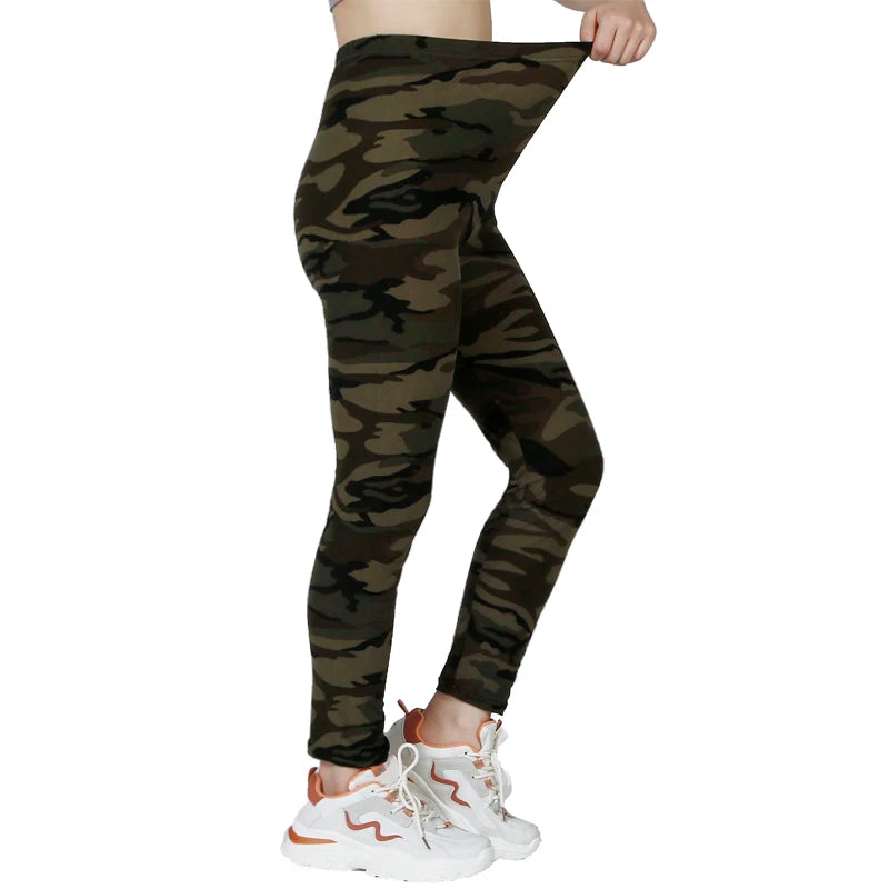 Camouflage Gray Green Tight Casual High Stretch