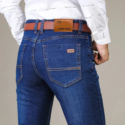 Autumn Classic Fitted Stretch Denim Jeans