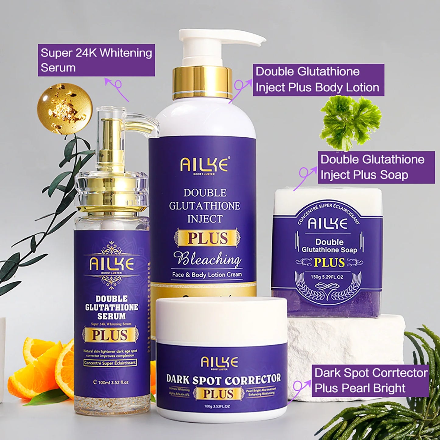Advanced Lightening Lotion, Glutathione PLUS Skin Care Set