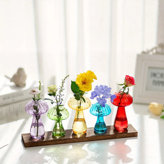 Transparent Glass Mushroom Vase - Hydroponic Planter