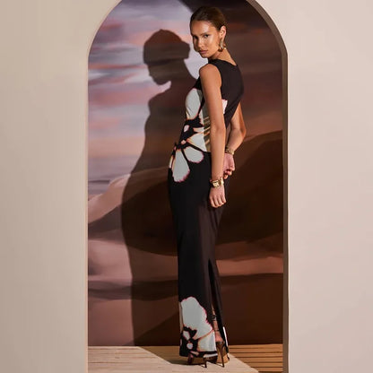 Sleeveless Hollow Out Slim Black Dress
