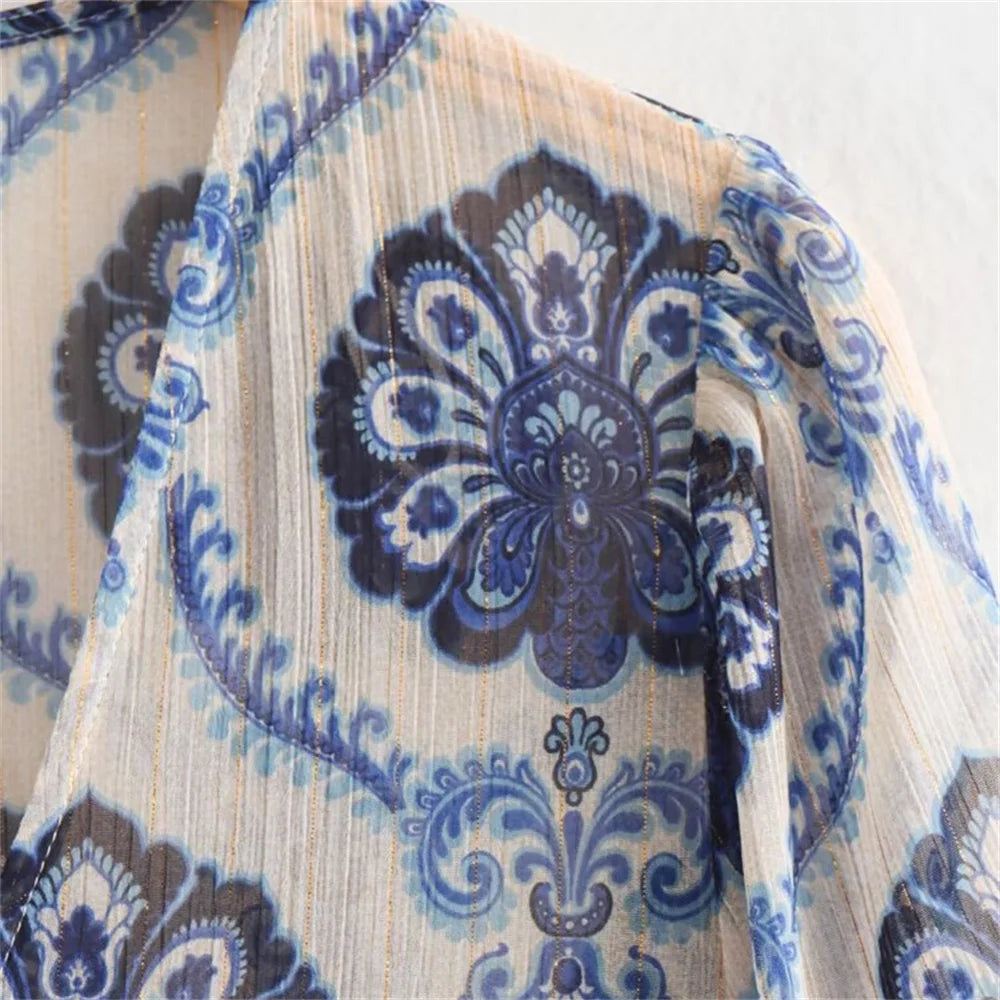 Metallic Print Casual Summer Dress